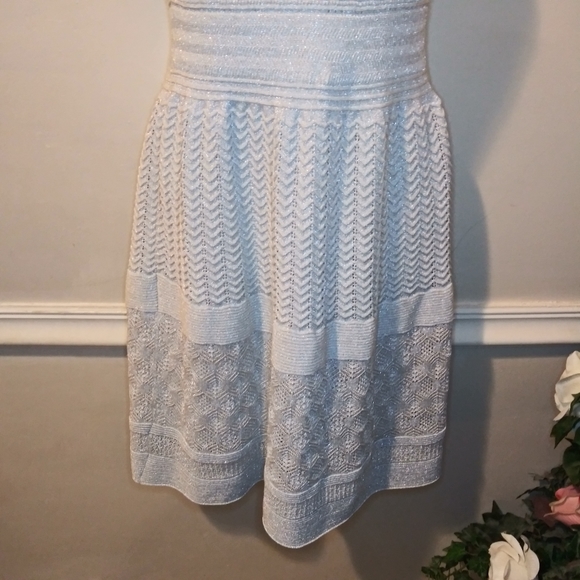 Lauren Ralph Lauren Sparkly Silver Intricate Knit Special Occasion Dress - Picture 3 of 12